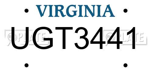 UGT3441 Virginia License Plate