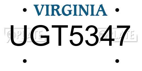 UGT5347 Virginia License Plate