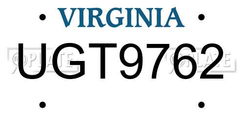 UGT9762 Virginia License Plate