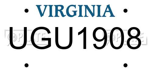 UGU1908 Virginia License Plate