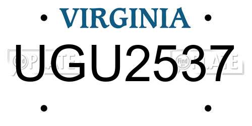 UGU2537 Virginia License Plate