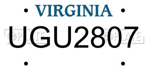 UGU2807 Virginia License Plate