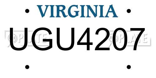 UGU4207 Virginia License Plate