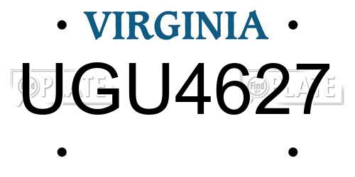 UGU4627 Virginia License Plate