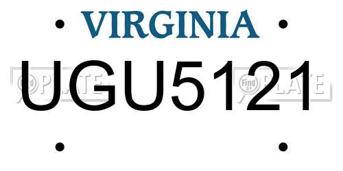 UGU5121 Virginia License Plate