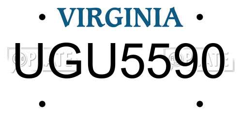 UGU5590 Virginia License Plate