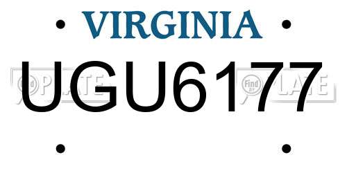 UGU6177 Virginia License Plate