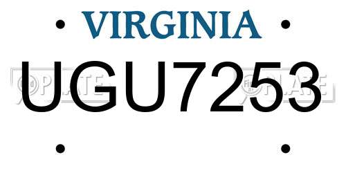 UGU7253 Virginia License Plate