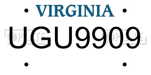UGU9909 Virginia License Plate