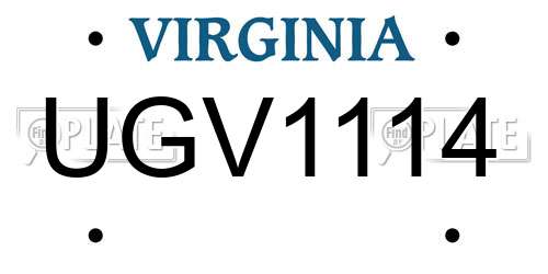 UGV1114 Virginia License Plate
