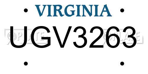 UGV3263 Virginia License Plate