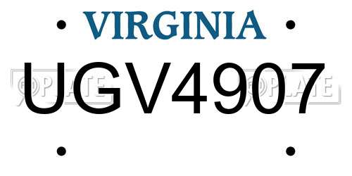 UGV4907 Virginia License Plate