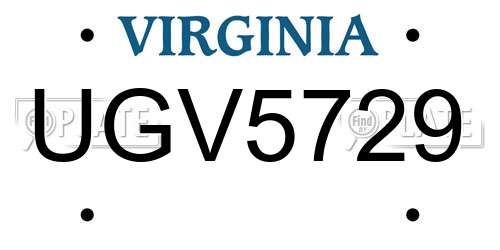 UGV5729 Virginia License Plate