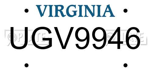 UGV9946 Virginia License Plate