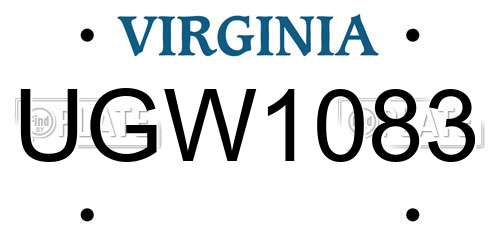 UGW1083 Virginia License Plate