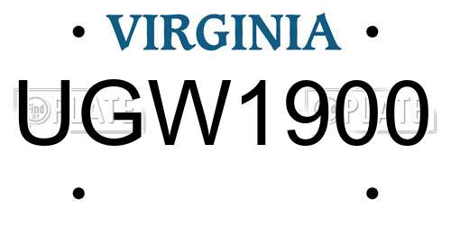 UGW1900 Virginia License Plate