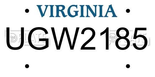UGW2185 Virginia License Plate