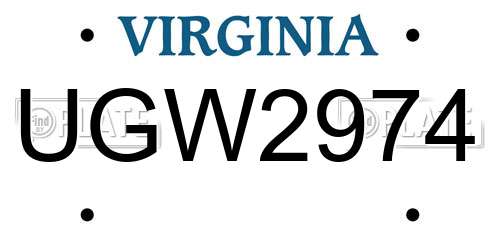 UGW2974 Virginia License Plate