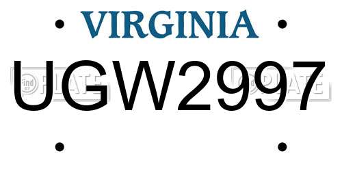 UGW2997 Virginia License Plate