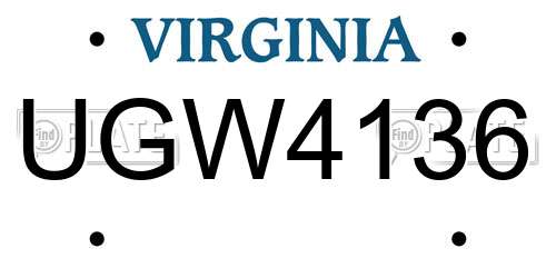 UGW4136 Virginia License Plate