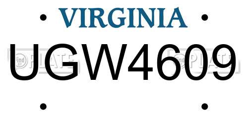 UGW4609 Virginia License Plate