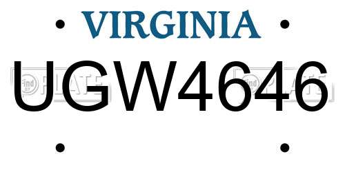 UGW4646 Virginia License Plate