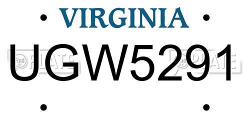 UGW5291 Virginia License Plate