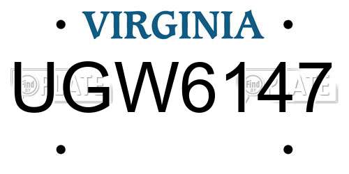 UGW6147 Virginia License Plate