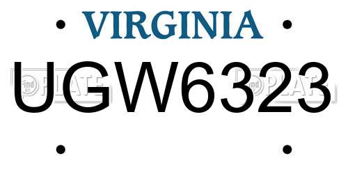 UGW6323 Virginia License Plate