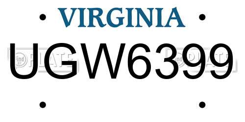UGW6399 Virginia License Plate
