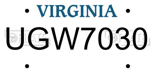 UGW7030 Virginia License Plate