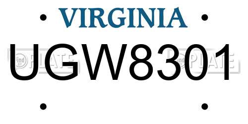 UGW8301 Virginia License Plate