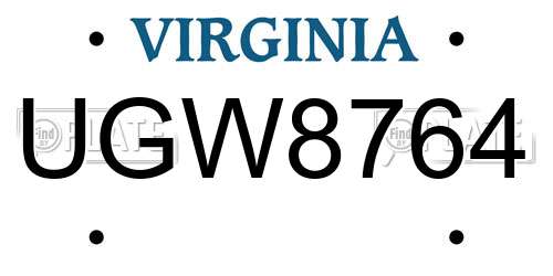 UGW8764 Virginia License Plate