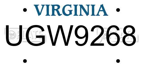 UGW9268 Virginia License Plate