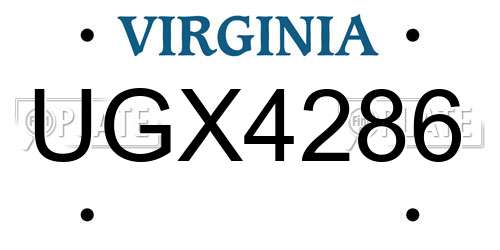 UGX4286 Virginia License Plate