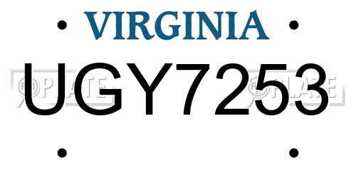 UGY7253 Virginia License Plate