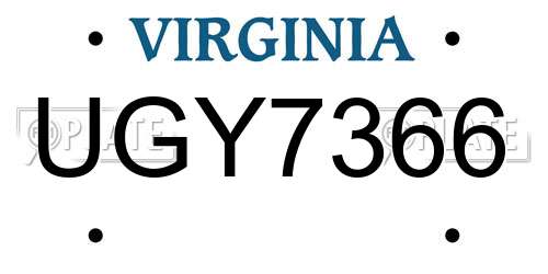 UGY7366 Virginia License Plate