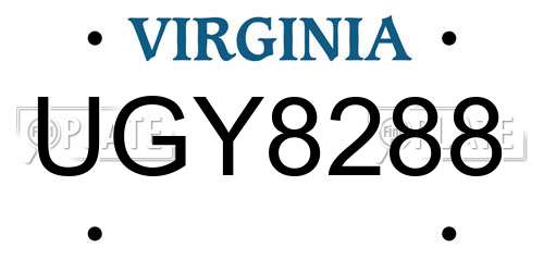 UGY8288 Virginia License Plate
