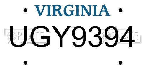 UGY9394 Virginia License Plate