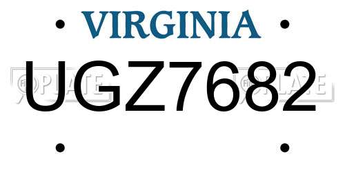 UGZ7682 Virginia License Plate