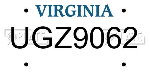 UGZ9062 Virginia License Plate