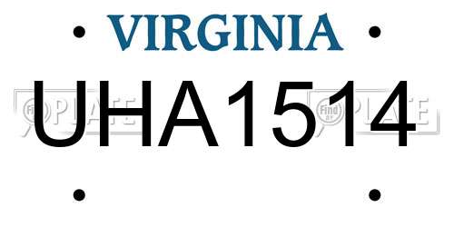 UHA1514 Virginia License Plate