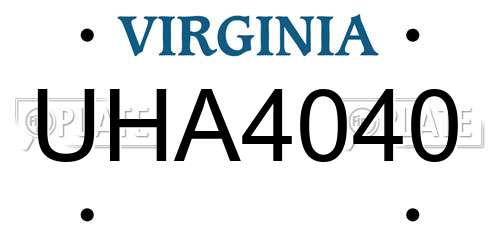 UHA4040 Virginia License Plate