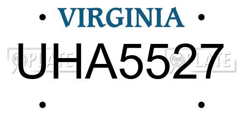 UHA5527 Virginia License Plate