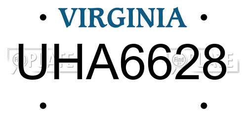 UHA6628 Virginia License Plate