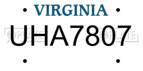 UHA7807 Virginia License Plate