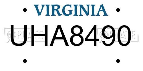 UHA8490 Virginia License Plate