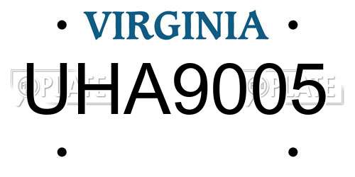 UHA9005 Virginia License Plate
