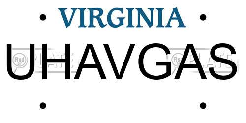 UHAVGAS Virginia License Plate