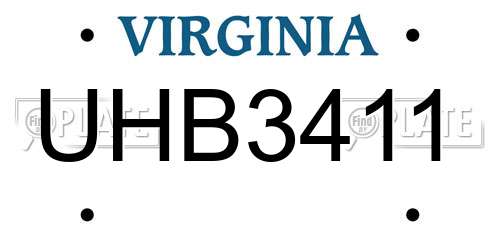 UHB3411 Virginia License Plate